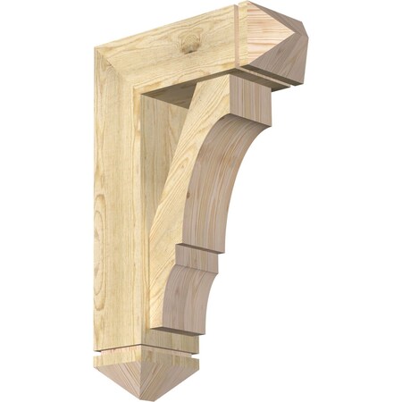 Balboa Arts And Crafts Rough Sawn Bracket W/ Offset Brace, Douglas Fir, 8W X 22D X 34H